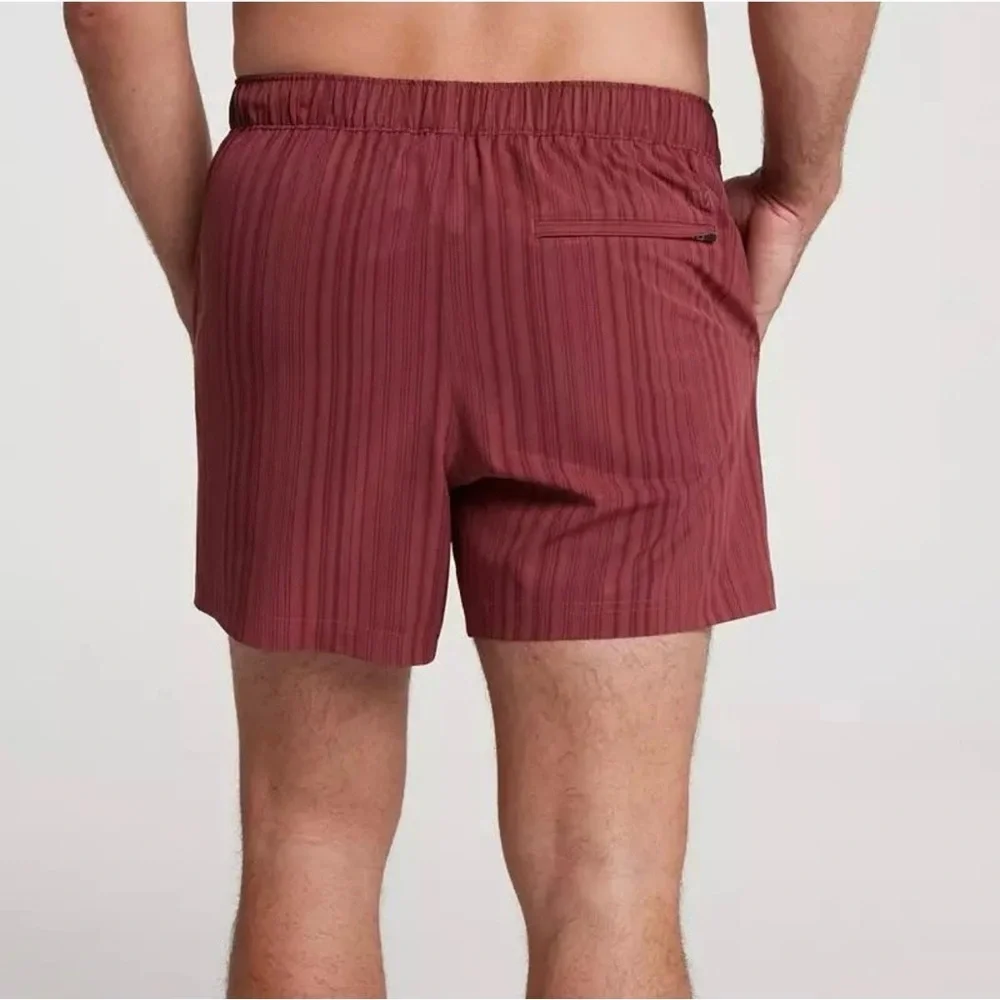NWT VRST Men's Resort Shorts Brief Lined Striped Burgundy Size Med